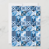 Italiaans vrijgezellenfeest met citroenblauw flora kaart (Achterkant)