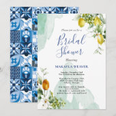 Italiaans vrijgezellenfeest met citroenblauw flora kaart (Voorkant / Achterkant)