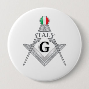Italiaans vrijmetselarij teken ronde button 4,0 cm