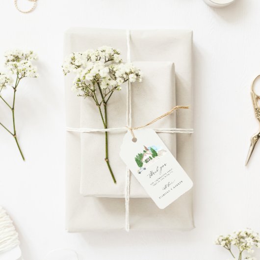 Italiaans Waterverf huis dank u bruiloft Cadeaulabel