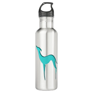 Italiaans windmolenblad Whippet turquoise silhouet Waterfles
