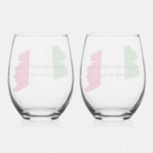 Italiaanse achternaam Custom Flag Kleuren Reunion Wijnglas Zonder Voet (Achterkant)