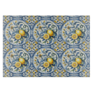 Italiaanse Amalfi blauwe witte tegels citroenen Snijplank
