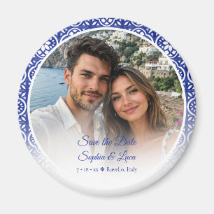 Italiaanse Amalfi-kust Blauwe Tegel Foto Save the Magneet