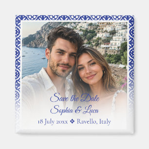 Italiaanse Amalfi-kust Blauwe Tegel Foto Save the Magneet