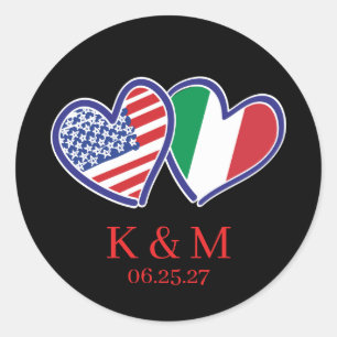 Italiaanse Amerikaanse hartvlaggen Ronde Sticker