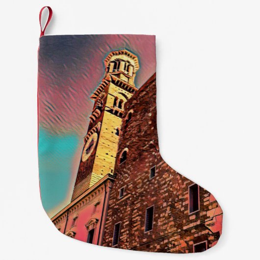 Italiaanse architectuurschilderij kleine kerstsok (Voorkant)