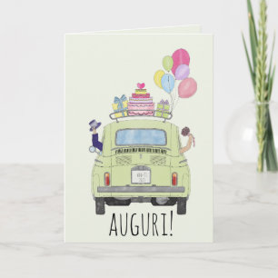 Italiaanse Auguri trouwdag Fiat 500 Kaart