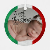 Italiaanse Baby's Eerste Kerstmis Metalen Ornament (Voorkant)