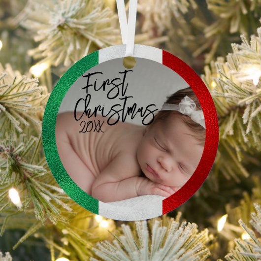 Italiaanse Baby's Eerste Kerstmis Metalen Ornament (Insitu)