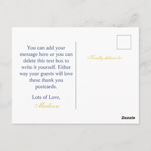 Italiaanse bedankkaart met citroenblauwe tegel briefkaart (Achterkant)