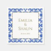 Italiaanse blauwe en witte trouw servetten (Voorkant)