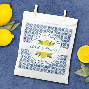 Italiaanse blauwe Tegel Lemon Wedding Favor Bags Bedankzakje
