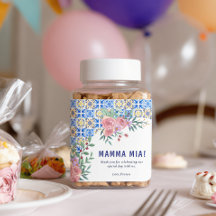 Italiaanse blauwe tegel Mamma Mia baby shower