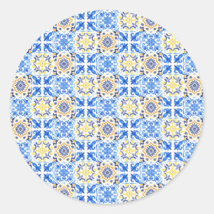 italiaanse blauwe Tegel Ronde Sticker