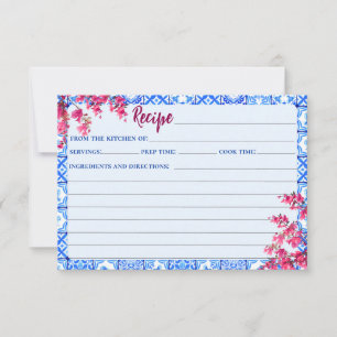 Italiaanse Blauwe Tegel Roze Bloemen Bruids Recept