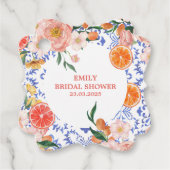 Italiaanse blauwe tegels mediterraan Bruidsdouche Bedankjes Labels (Voorkant)