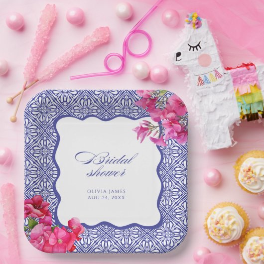 Italiaanse bougainvillea bruidsfeest papieren bordje (Feest)