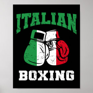 Italiaanse boxinghandschoenen Italië Vlagboxingtea Poster