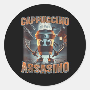 Italiaanse Brainrot Cappuccino Ino Ronde Sticker