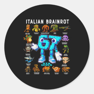 Italiaanse Brainrot Grappige 67 Meme Verjaardagsde Ronde Sticker