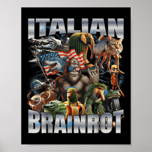 Italiaanse Brainrot Grote Meme 4 juli Vlag Voet  Poster