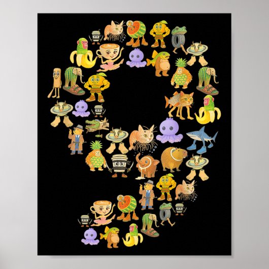 Italiaanse brainrot meme 9e verjaardagsfeest 9 jaa poster (Voorkant)