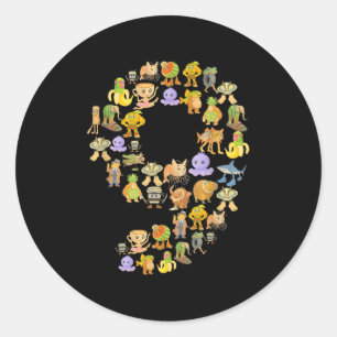 Italiaanse brainrot meme 9e verjaardagsfeest 9 jaa ronde sticker