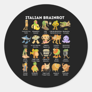 Italiaanse Brainrot Meme Voor Kinderen Jongens Man Ronde Sticker