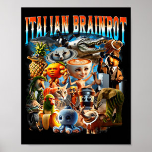 Italiaanse Brainrot-personages Funny Meme Populair Poster