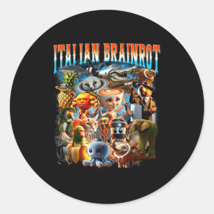 Italiaanse Brainrot-personages Funny Meme Populair Ronde Sticker