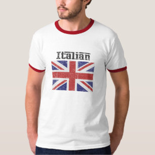 Italiaanse Britse Vlag Grappige Heren T-Shirt