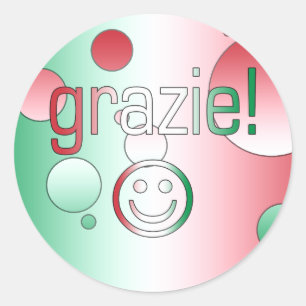 Italiaanse cadeautjes : Dank je wel / Grazie Face Ronde Sticker