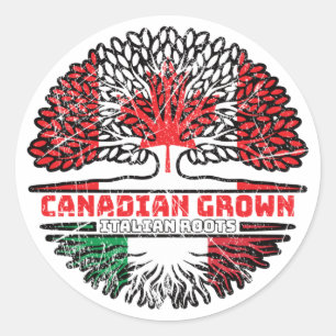 Italiaanse Canadese vlag voor boomstammen in Canad Ronde Sticker