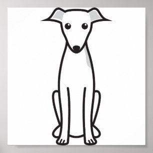 Italiaanse Cartoon Greyhound Dog Poster