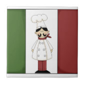 Italiaanse Chef #6 met vlag Tile Tegeltje (Voorkant)