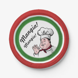 Italiaanse Chef: Mangia Mangia Papieren Bordje
