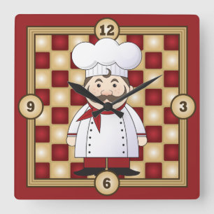 Italiaanse Chef Vierkante Klok