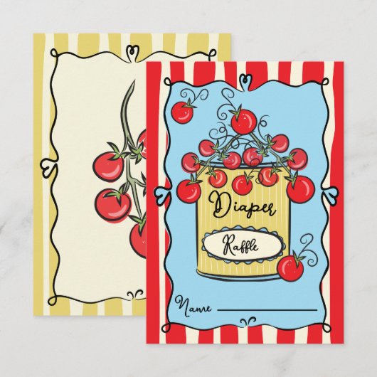 Italiaanse Cherry Tomato Luier Raffle Kaart (Voorkant / Achterkant)