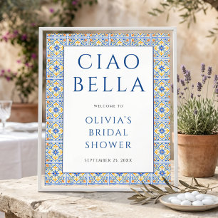 Italiaanse Ciao Bella Welkom Bord Bruidsfeest Poster