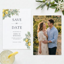 Italiaanse citroen save the date met foto plat kaa
