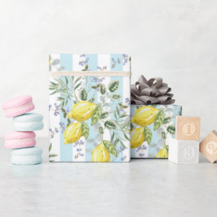 Italiaanse citroenbloesem bloemstreep Mediterraan  Cadeaupapier