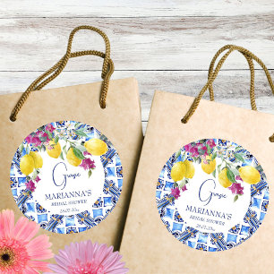 Italiaanse citroenen bougainvillea bruiloftsfeest  ronde sticker