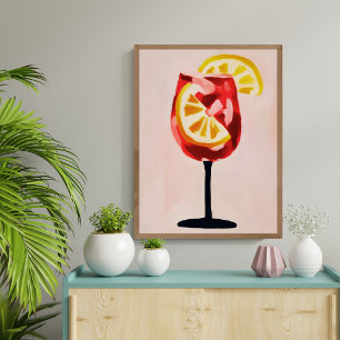 Italiaanse Cocktail Happy Hour Vintage Retro Abstr Perfect Poster