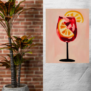 Italiaanse Cocktail Happy Hour Vintage Retro Abstr Perfect Poster