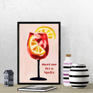 Italiaanse Cocktail Happy Hour Vintage Retro Kleur Poster