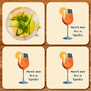 Italiaanse Cocktails Drank Vintage Retro Happy Hou Vierkante Kartonnen Onderzetter