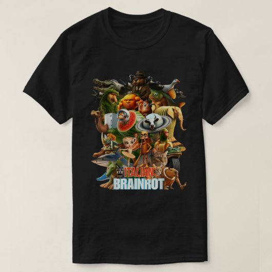 Italiaanse collage van Brainrot Meme Chaos T-shirt (Design voorkant)