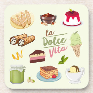Italiaanse desserts zoetigheden bier onderzetter