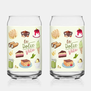 Italiaanse desserts zoetigheden blikvorm glas